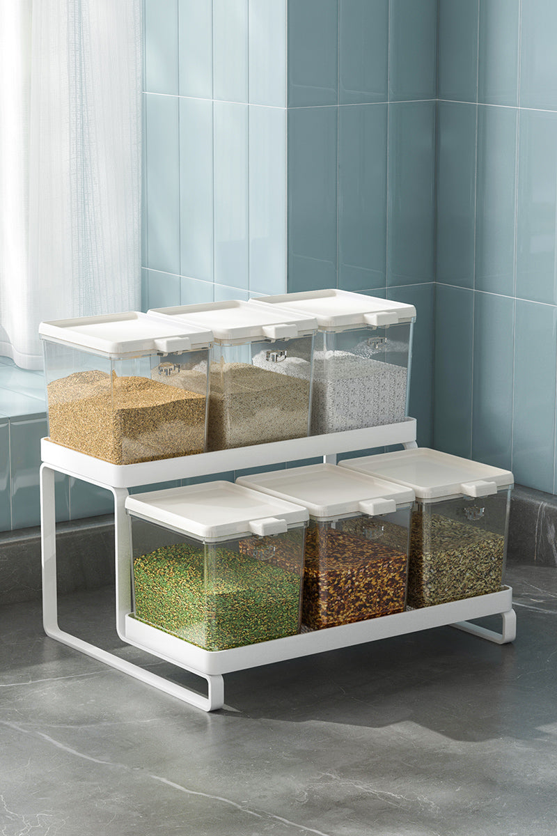 Seasoning storage rack, 6 storage boxes for easy access