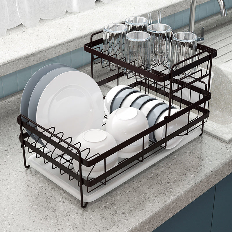 Dish Drying Rack with Drainboard Set, 2 Tier Dish Racks for Kitchen Counter