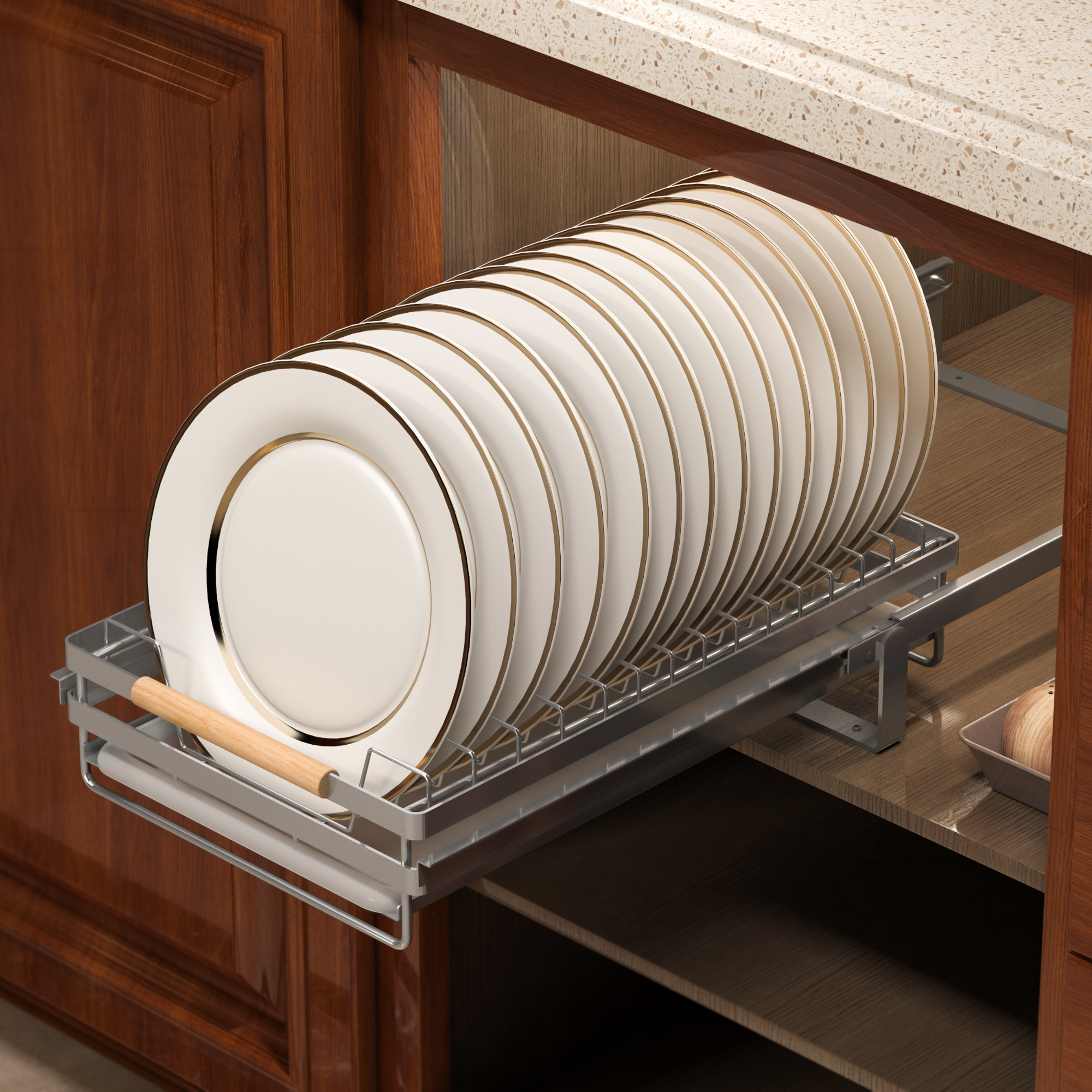Simple pull out dish rack