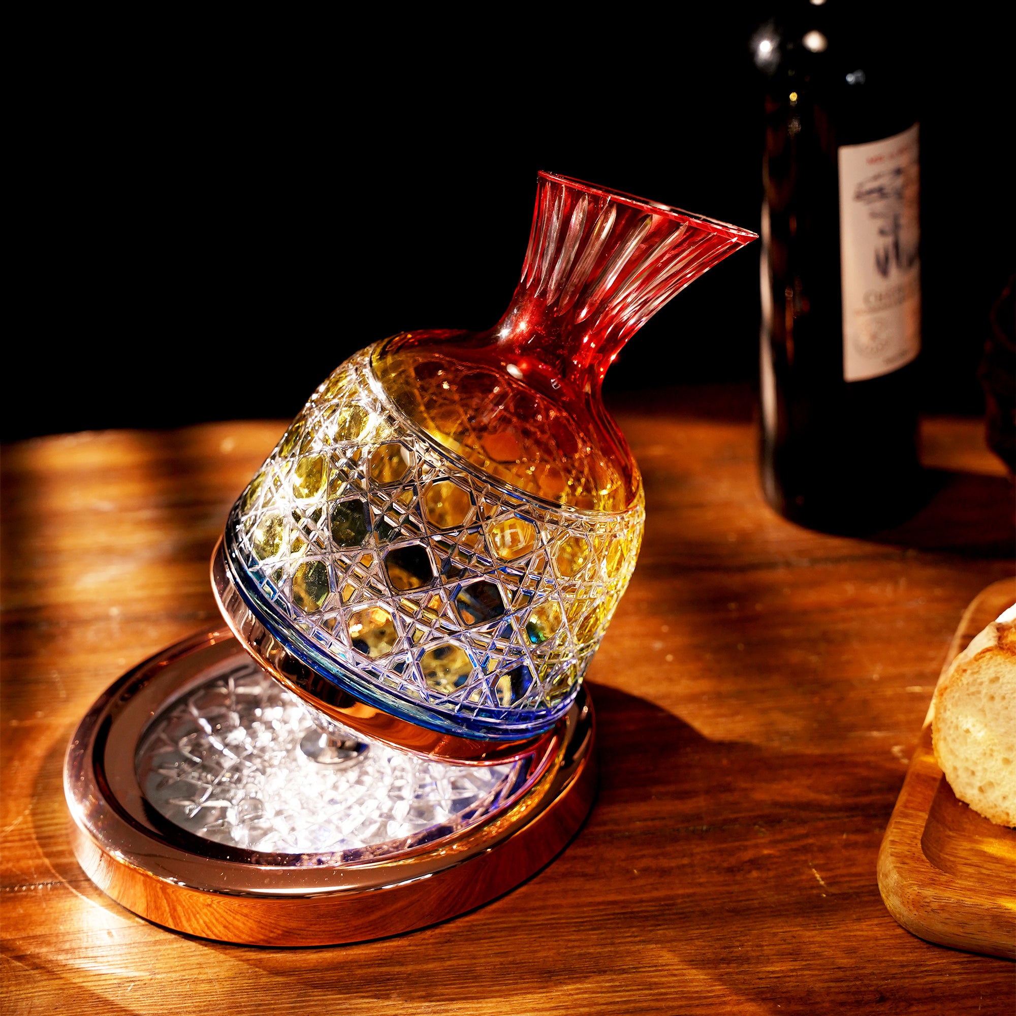 3-Color Glass Decanter with Tray