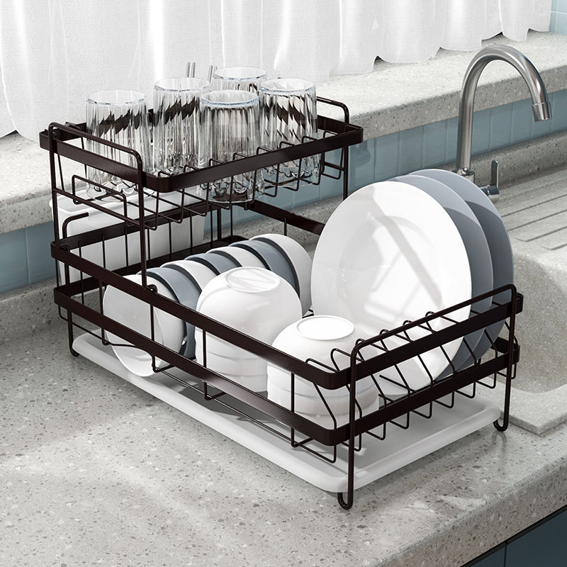 Dish Drying Rack with Drainboard Set, 2 Tier Dish Racks for Kitchen Counter