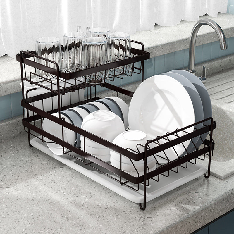 Dish Drying Rack with Drainboard Set, 2 Tier Dish Racks for Kitchen Counter