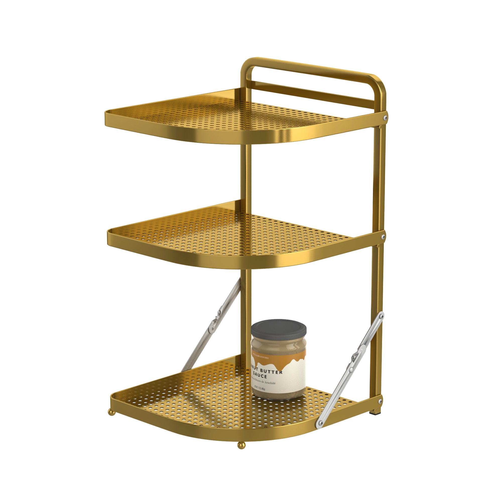 Folding corner stand 3 Tiers, Gold