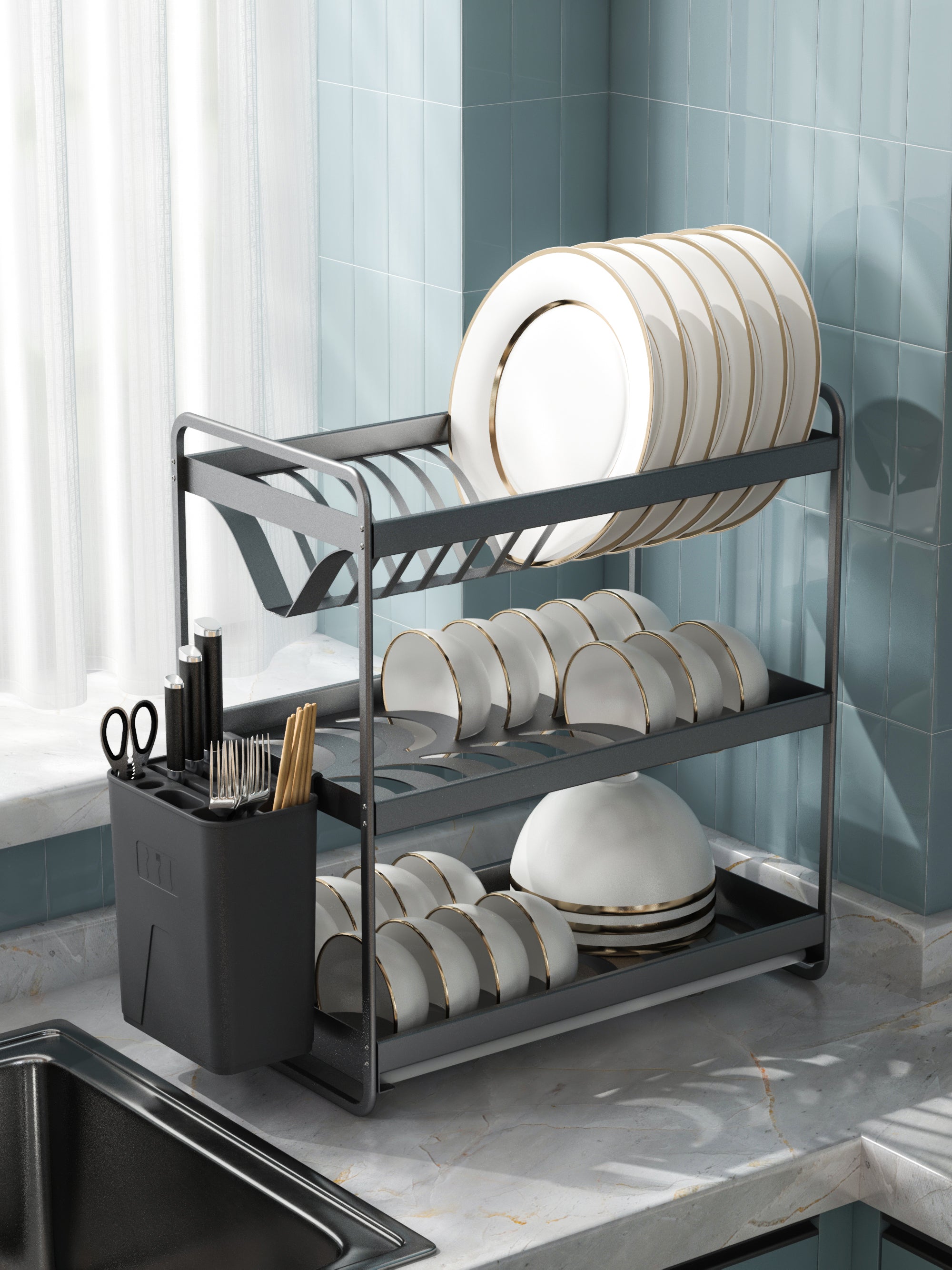 3 tier dish & bowl holder (KD version)