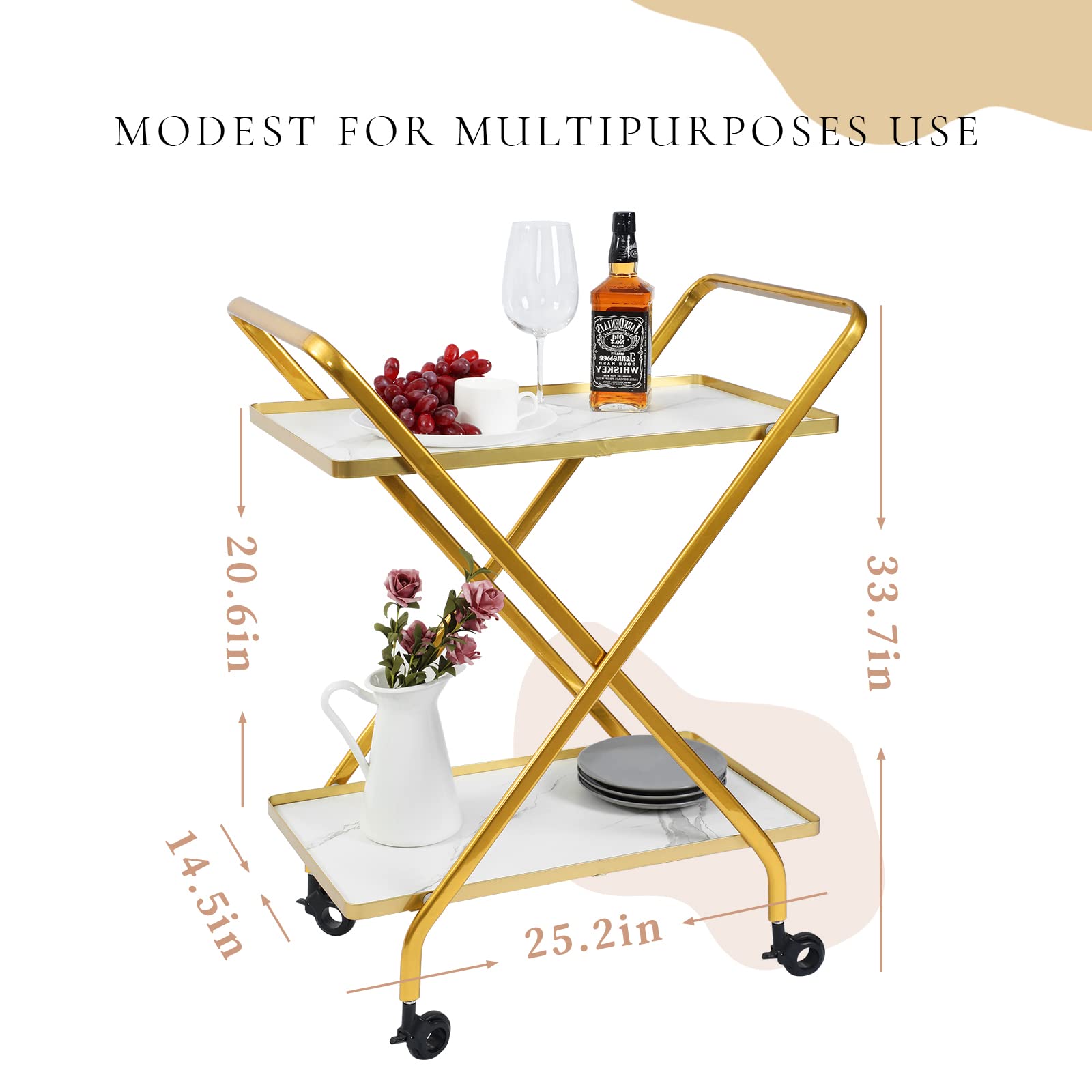 Foldable bar cart-2 tier