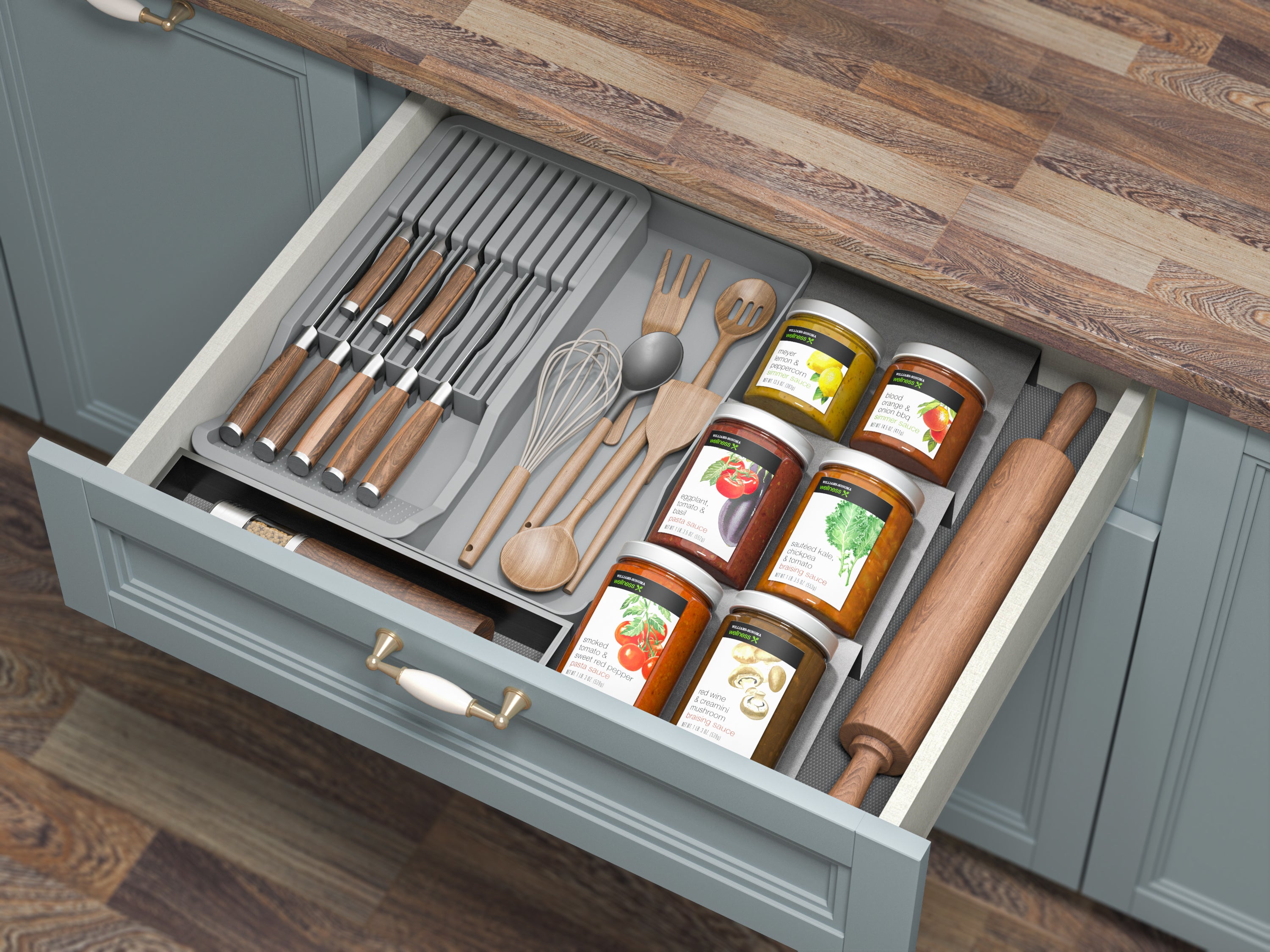 Expandable knife drawer organizer