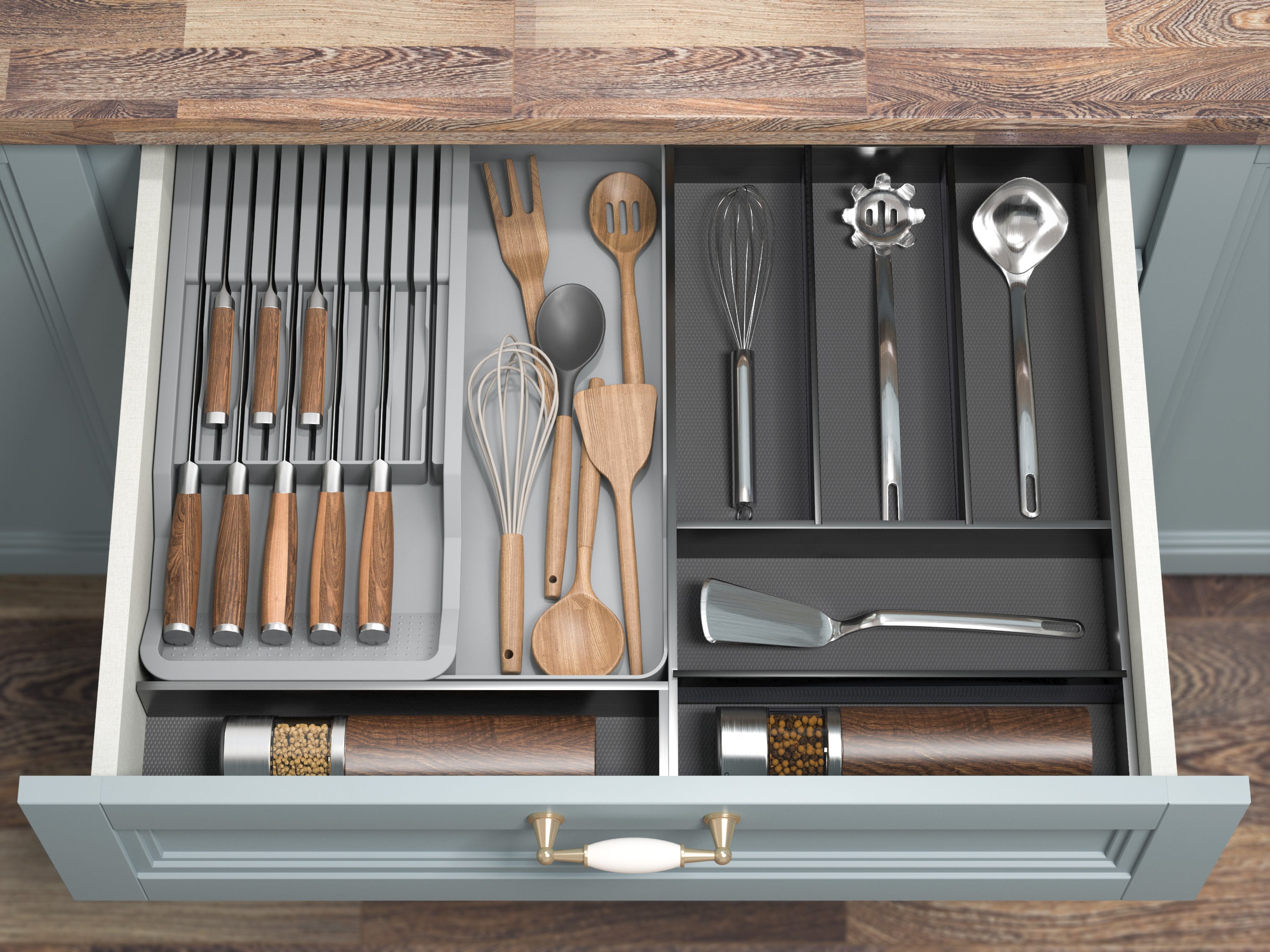 Expandable knife drawer organizer