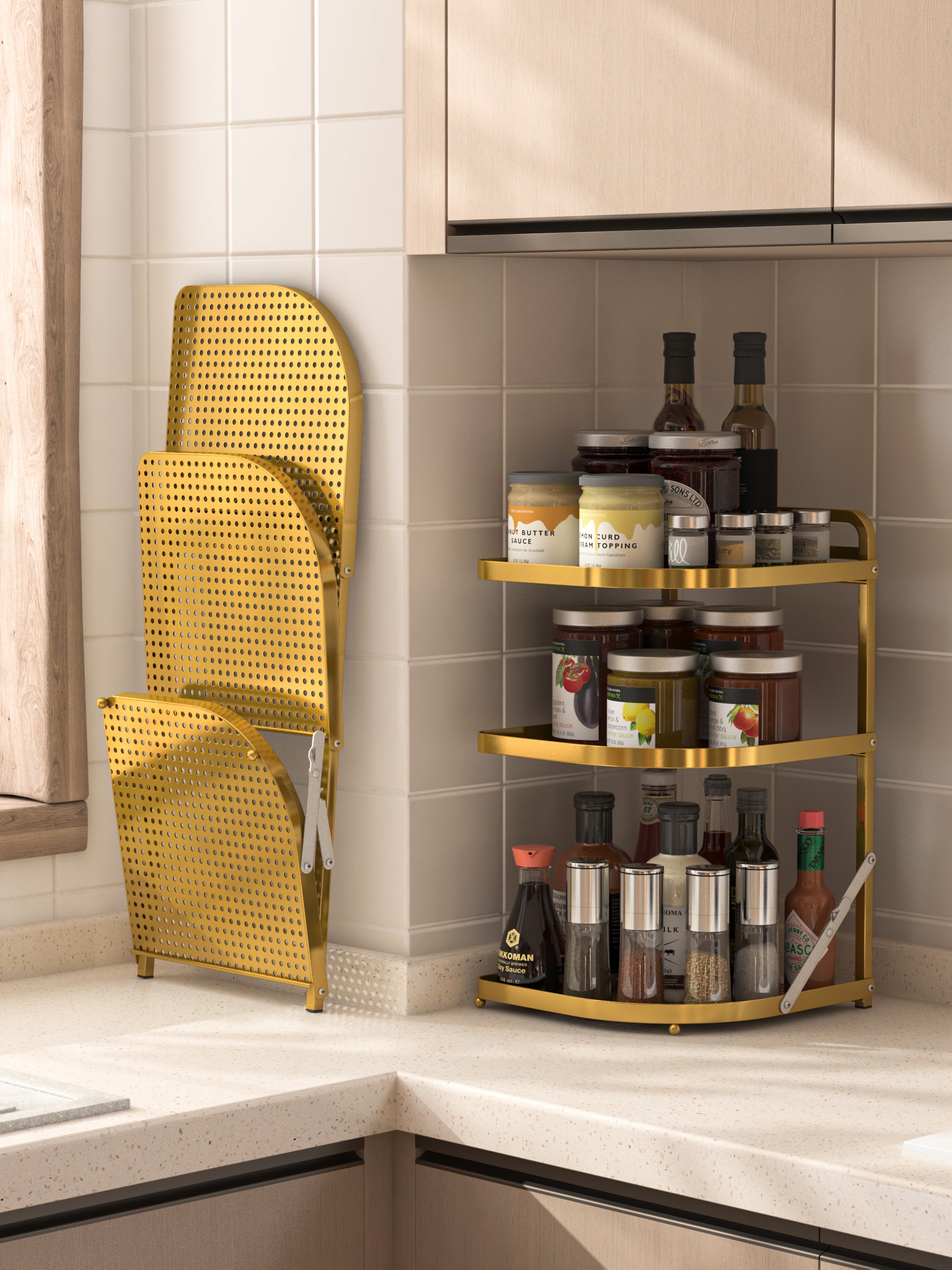 3-Tier Corner Countertop Organizer 265*265*475mm