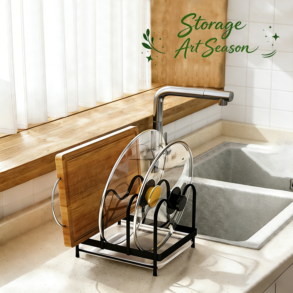 Pot Lids Organizer Rack with PP tray 220*180*145mm