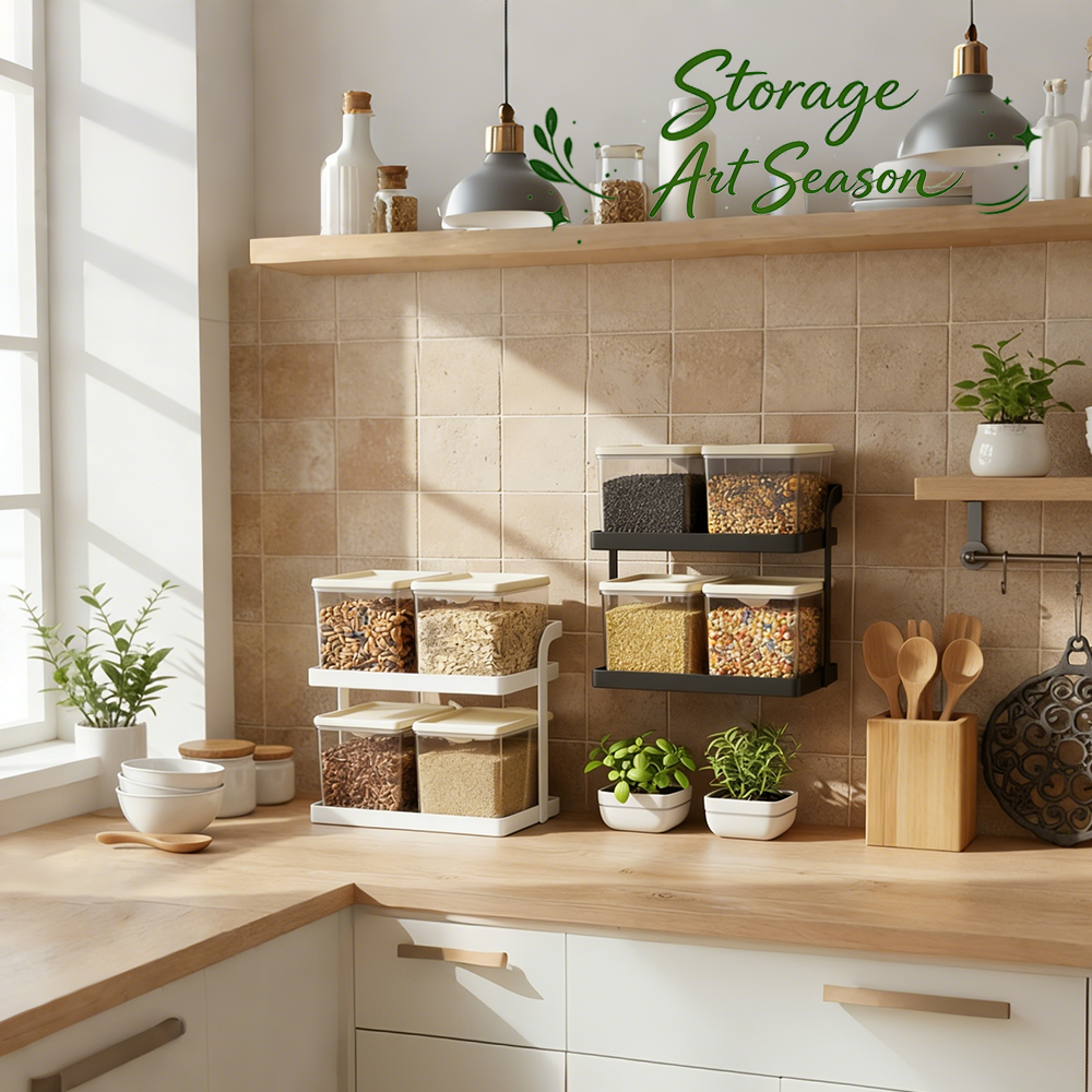 Wall-Mounted Spice Rack with Storage Containers