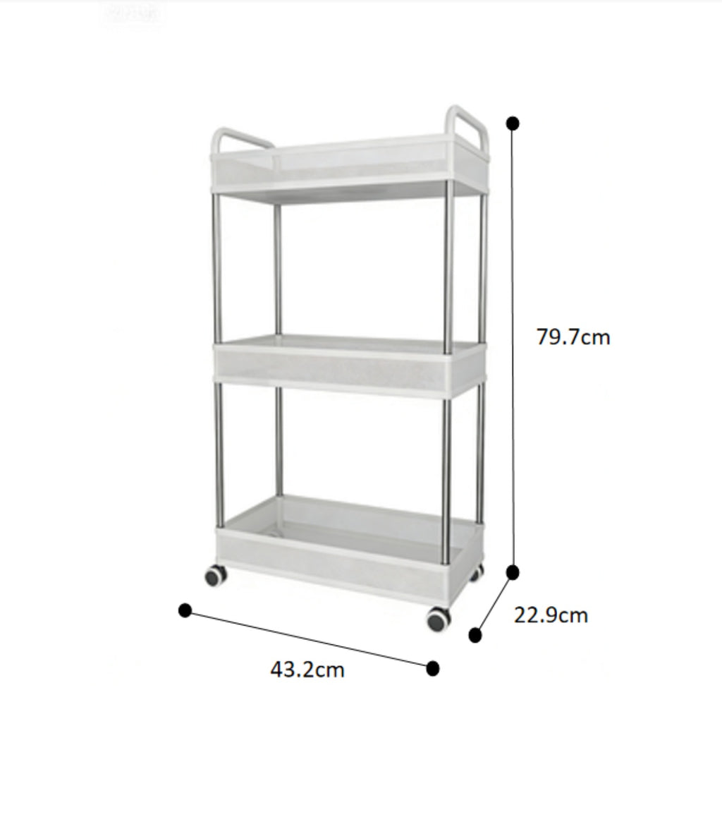 3-Tier Rolling Storage Cart 432*229*797mm