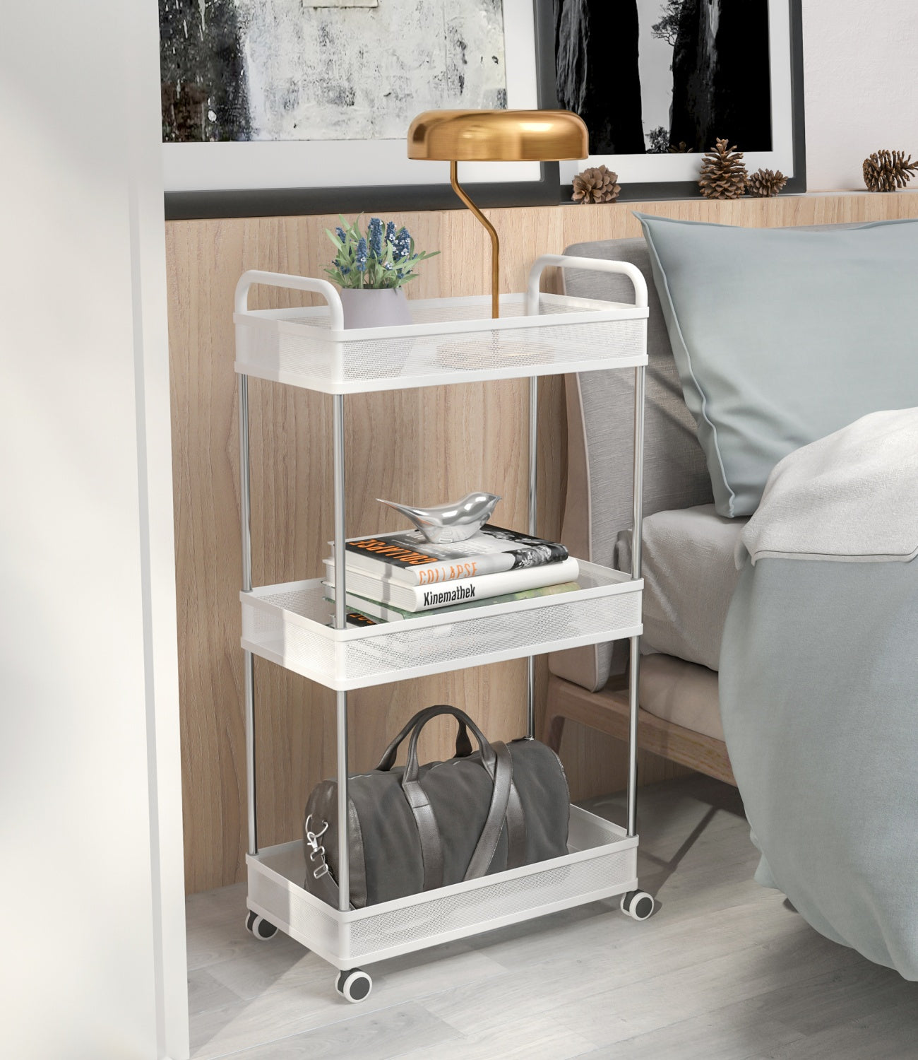 3-Tier Rolling Storage Cart 432*229*797mm