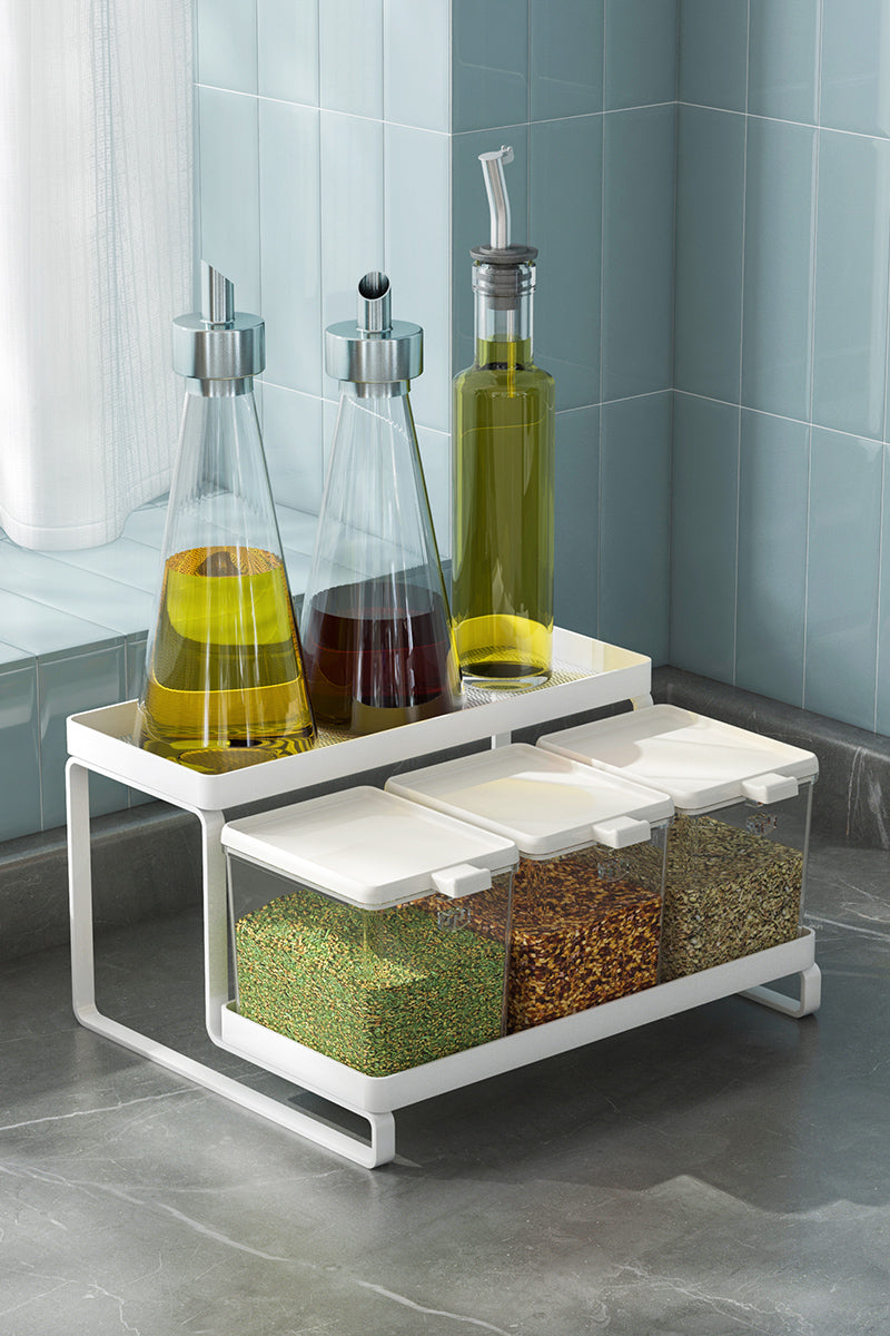 Seasoning storage rack, 6 storage boxes for easy access