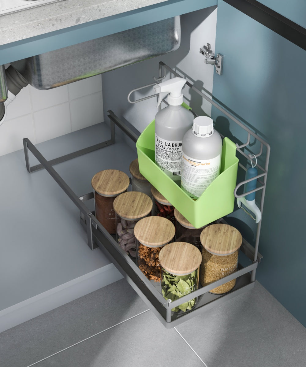 L-Shape Under Sink Organizer Rack /w orange Storage box