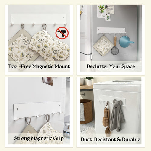 Magnetic Hook Rack | Tool-Free Space-Saving Storage Organizer