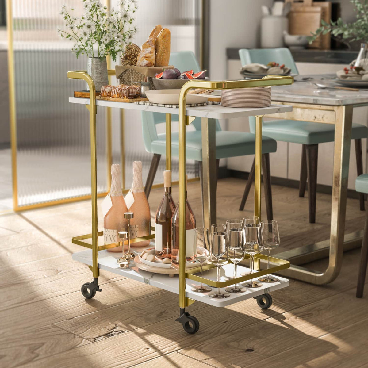 2-Tier Food Cart with Screw Pack  795*380*840mm