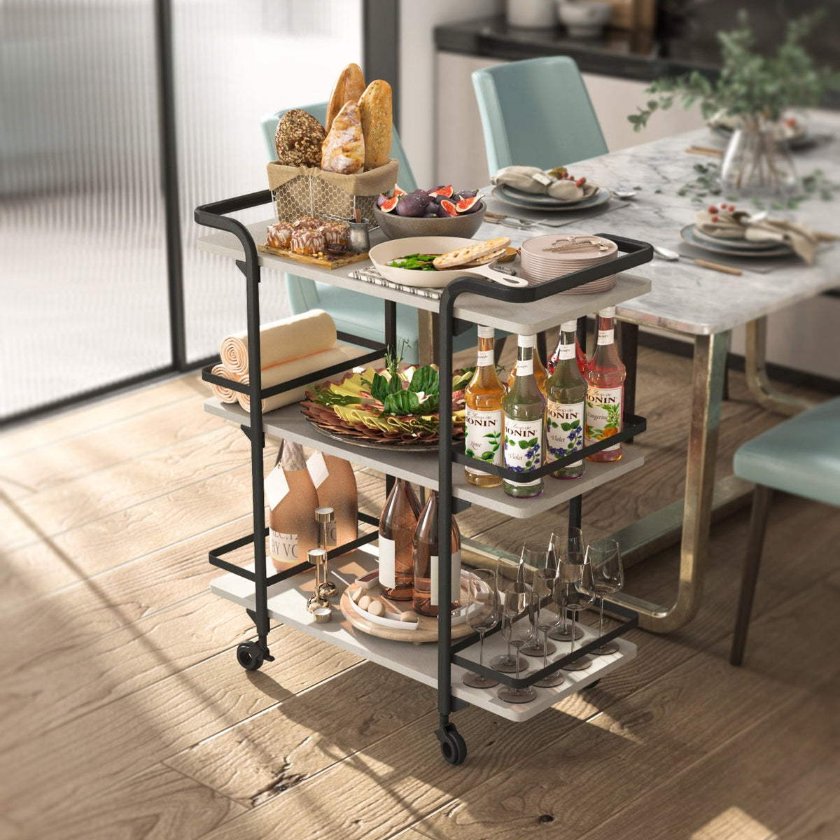 3-Tier Food Cart with Screw Pack 795*380*905mm