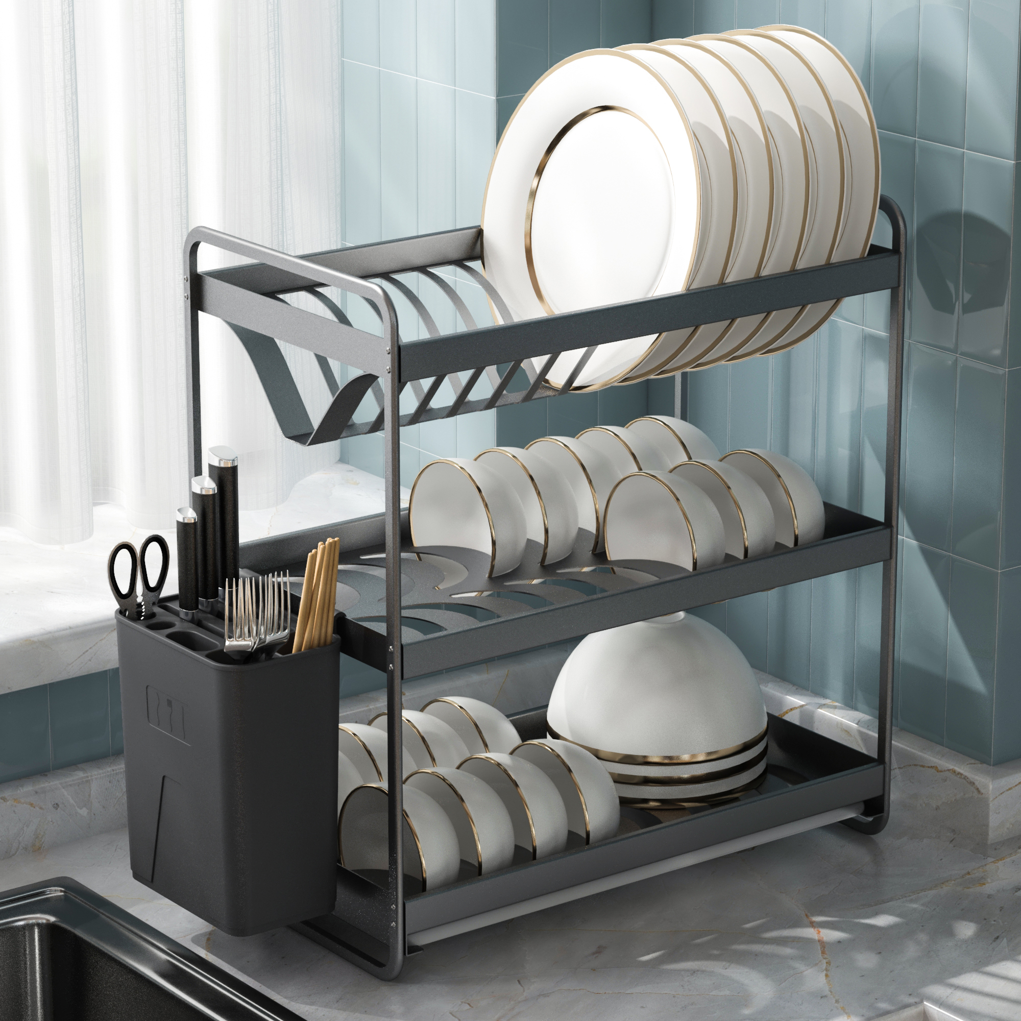 3 tier dish & bowl holder