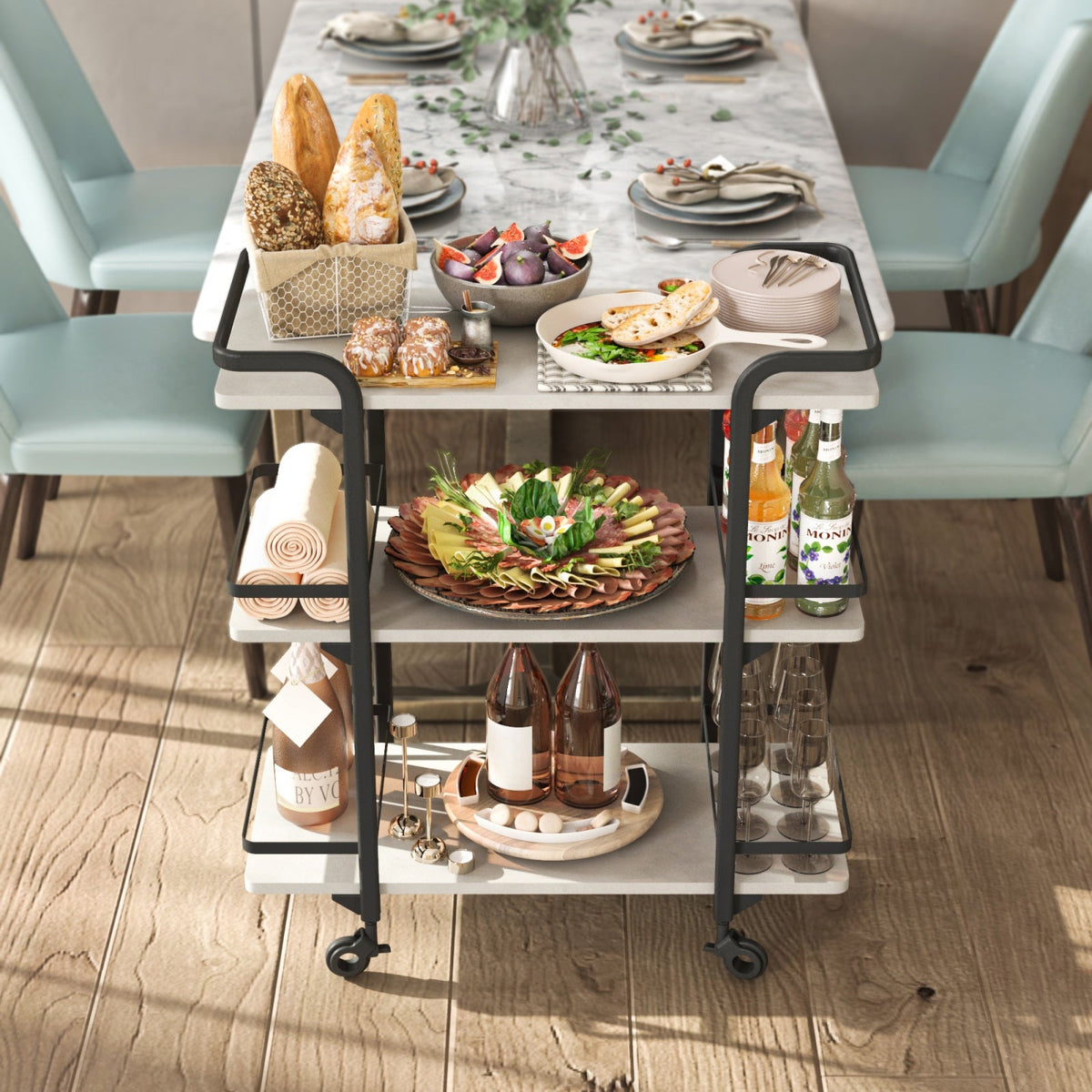 3-Tier Food Cart with Screw Pack 795*380*905mm