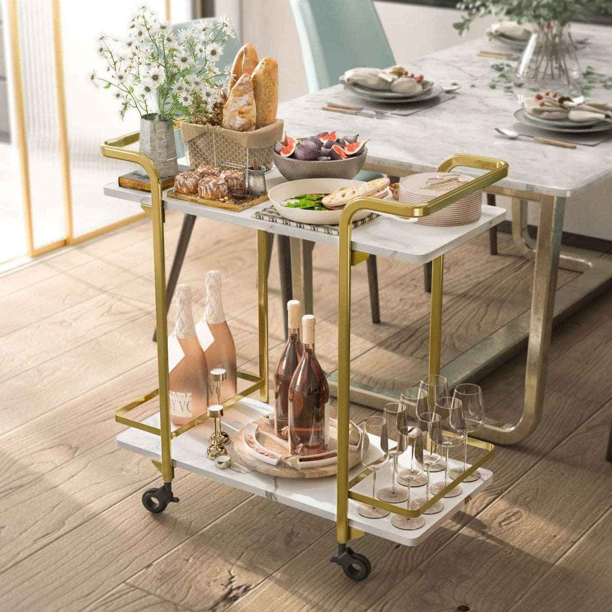 2-Tier Food Cart with Screw Pack  795*380*840mm