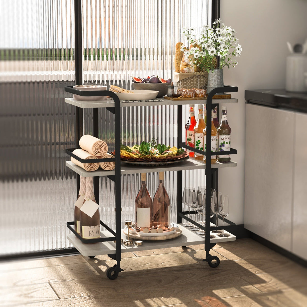 3-Tier Food Cart with Screw Pack 795*380*905mm