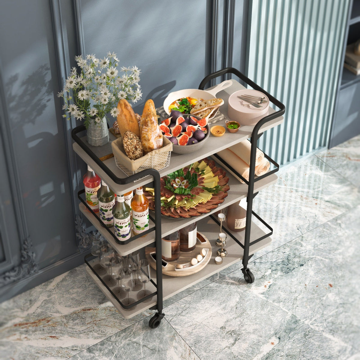 3-Tier Food Cart with Screw Pack 795*380*905mm
