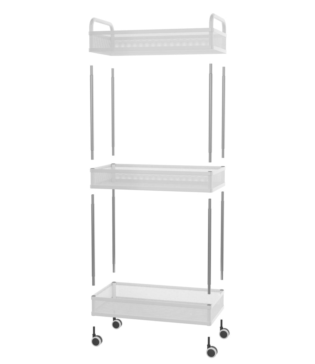 3-Tier Rolling Storage Cart 432*229*797mm