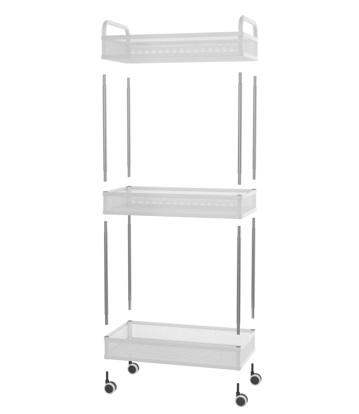 3-Tier Rolling Storage Cart 432*229*797mm