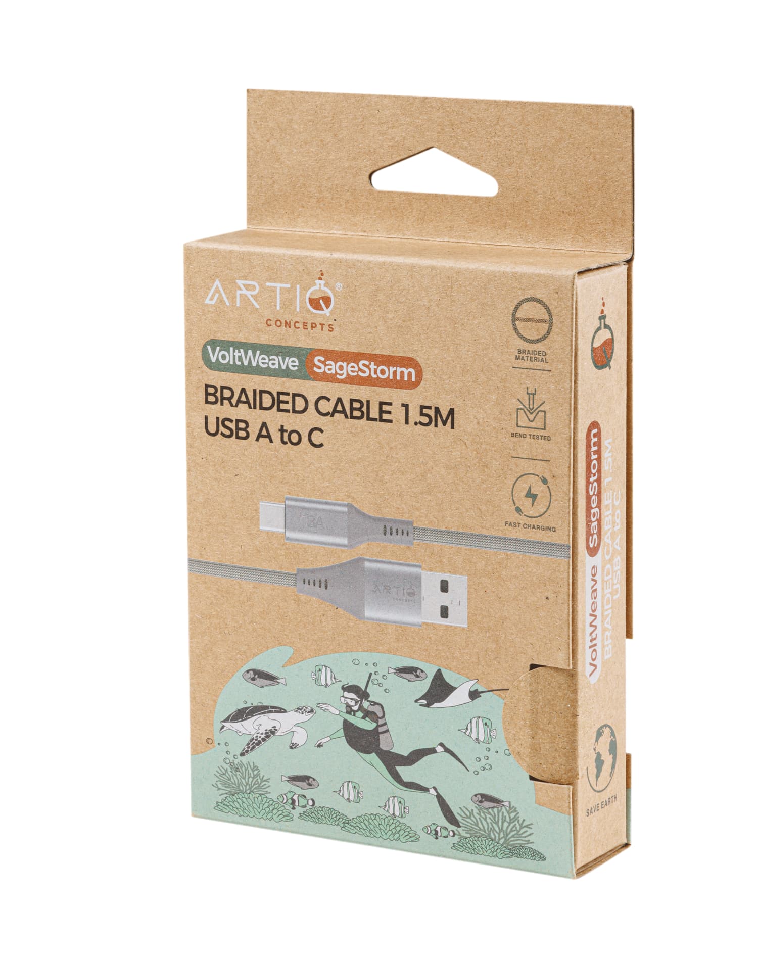 VoltWeave-SageStorm USB A to C 1.5m