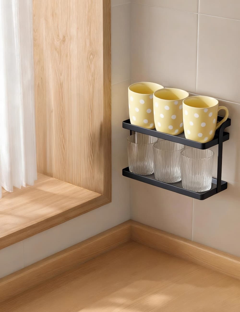 Desktop & Wall-Mounted  Rack /w Nail-free Slot/Adhesive 262*108*180mm