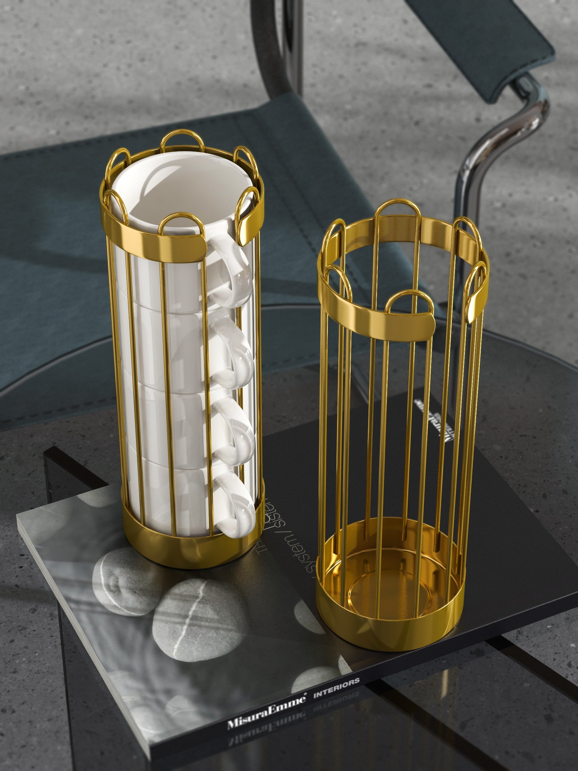 Stacking Mug & Stand Set /w White Ceramic Cup