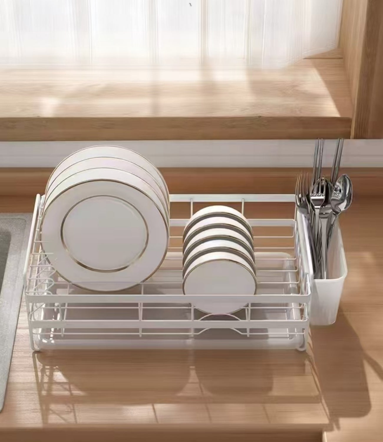 Dish Drying Rack /w PP tray & cutlery holder