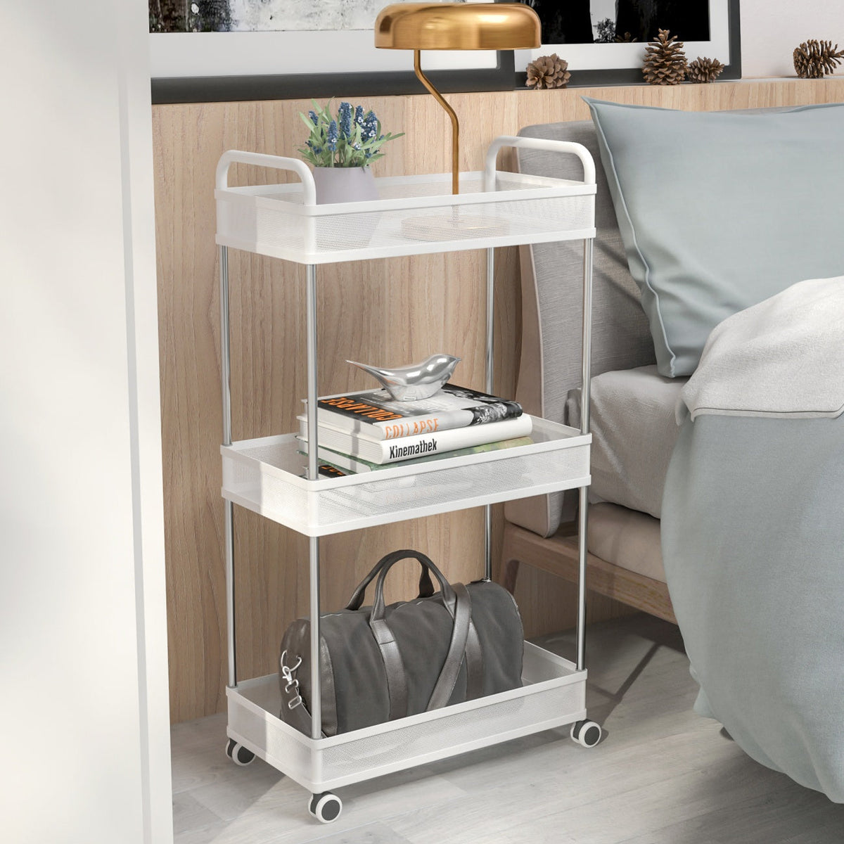 3-Tier Rolling Storage Cart 432*229*797mm