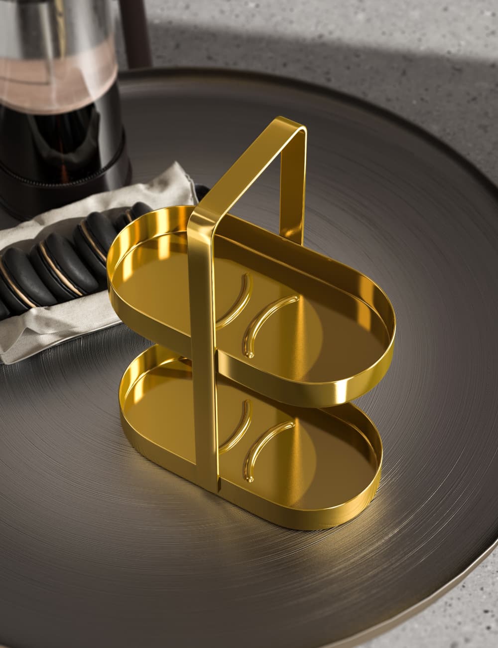 2-Tier Mug & Stand Set /w Macaron Ceramic Cup