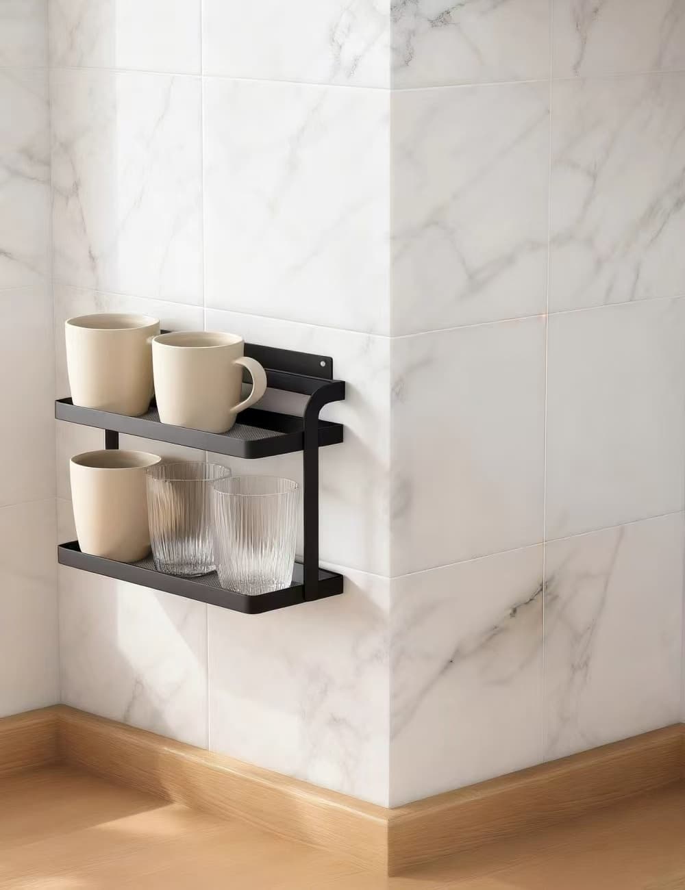 Desktop & Wall-Mounted  Rack /w Nail-free Slot/Adhesive 262*108*180mm