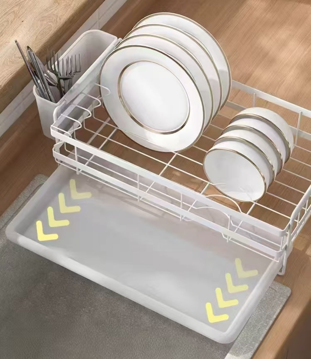 Dish Drying Rack /w PP tray & cutlery holder