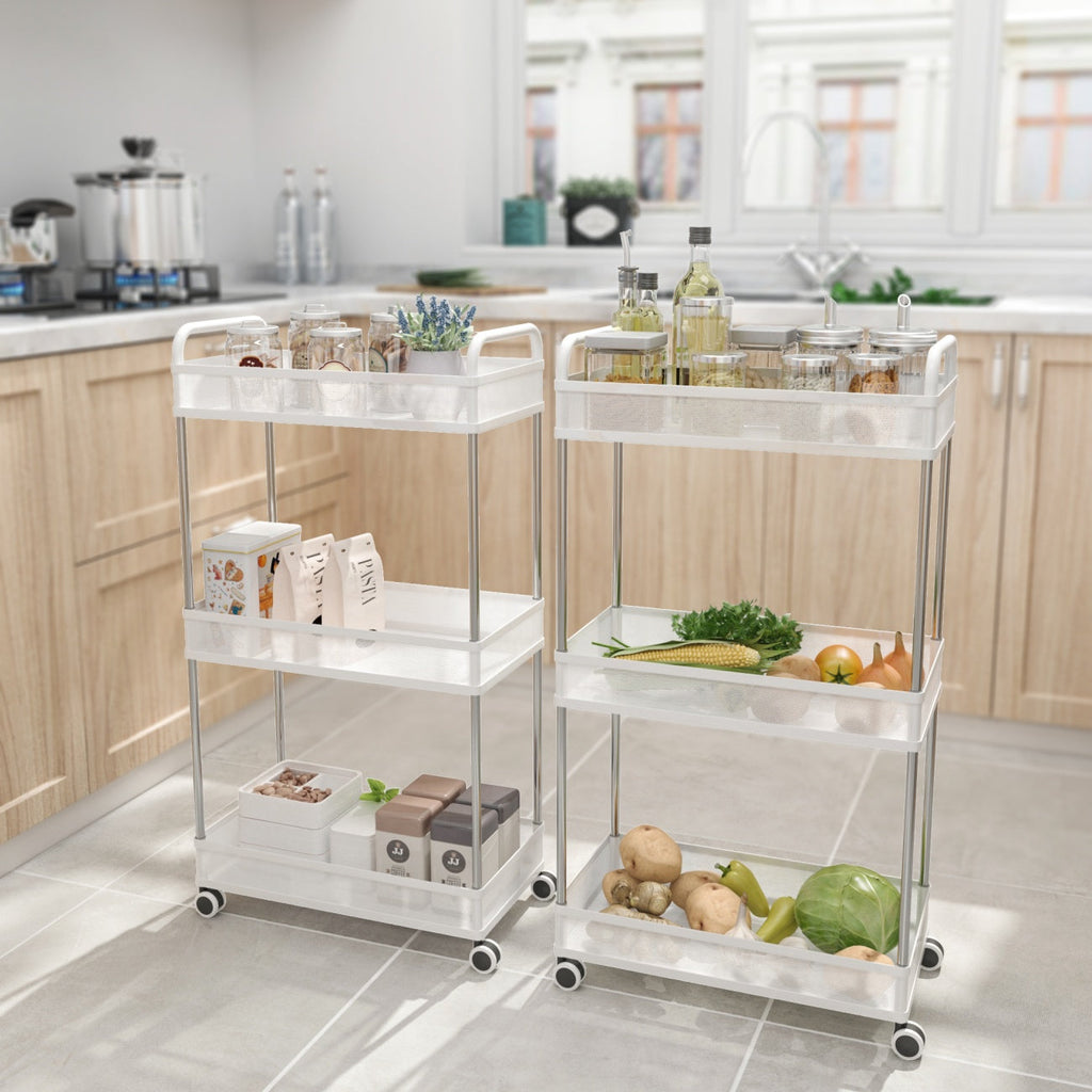 3-Tier Rolling Storage Cart 432*229*797mm