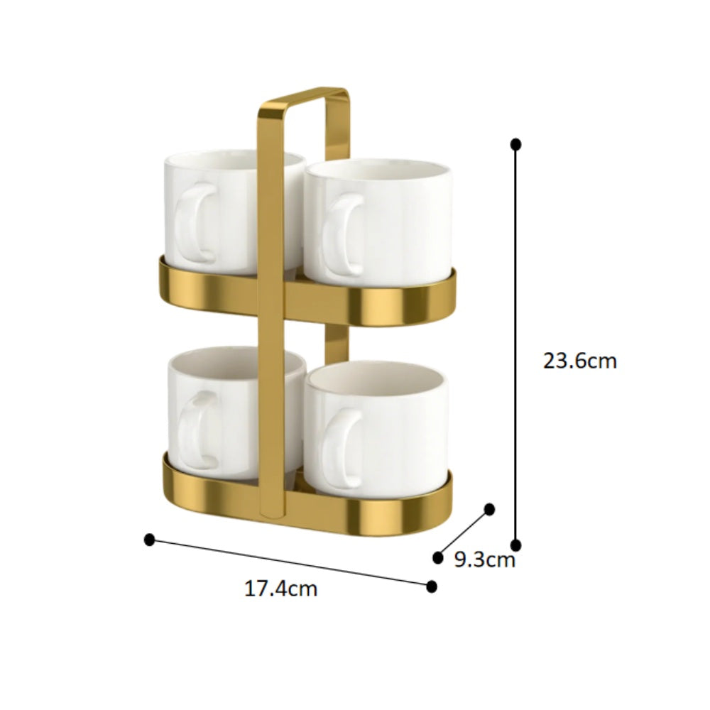 2-Tier Mug & Stand Set /w White Ceramic Cup 174*94*236 mm