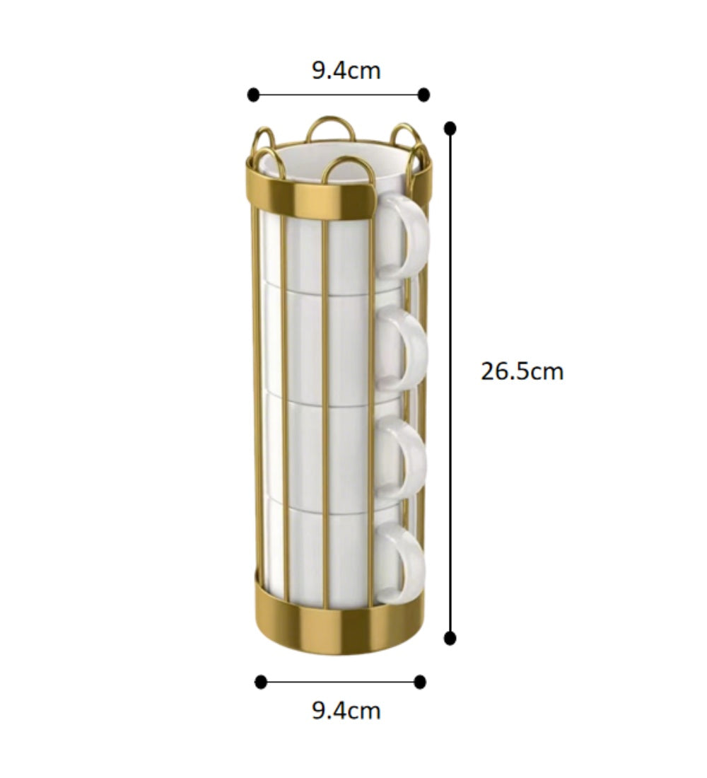 Stacking Mug & Stand Set /w White Ceramic Cup