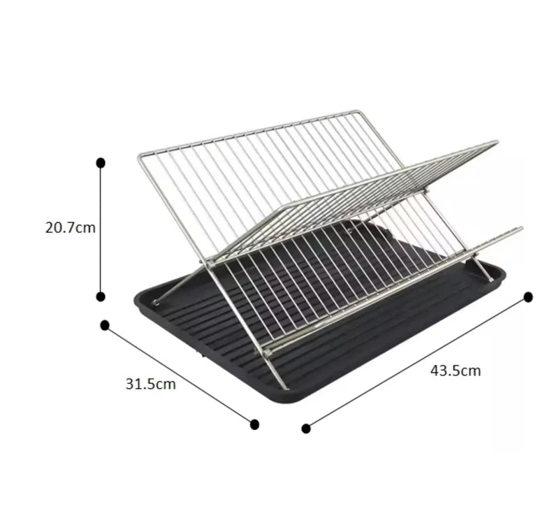 Fold-Flat Dish Drying Rack /w PP tray*1 (435*315*207mm)